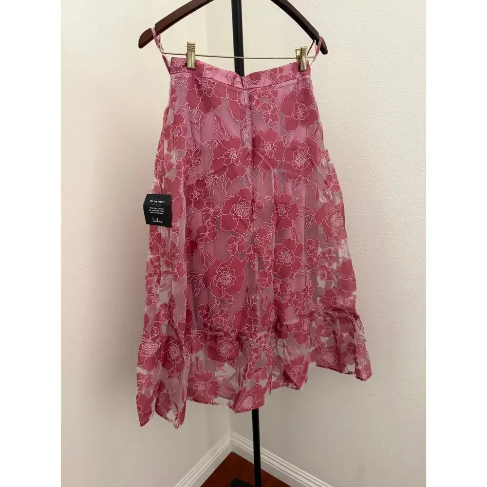 Lulus Certainly Stylish Mauve Pink Burnout Floral Two-Piece Midi Dress sz S - Picture 5 of 7